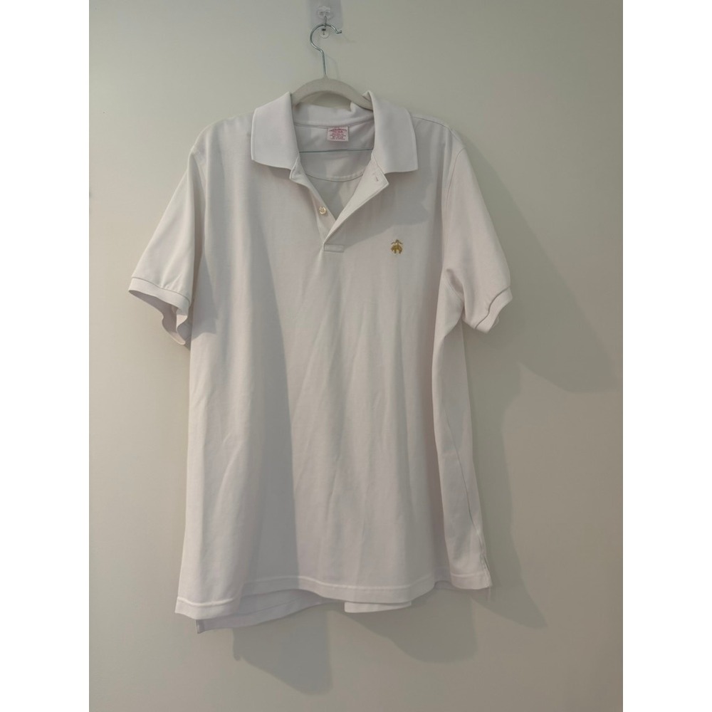 Brooks Brothers Men's White Collar Performance Polo Shirt Original Fit Size XL